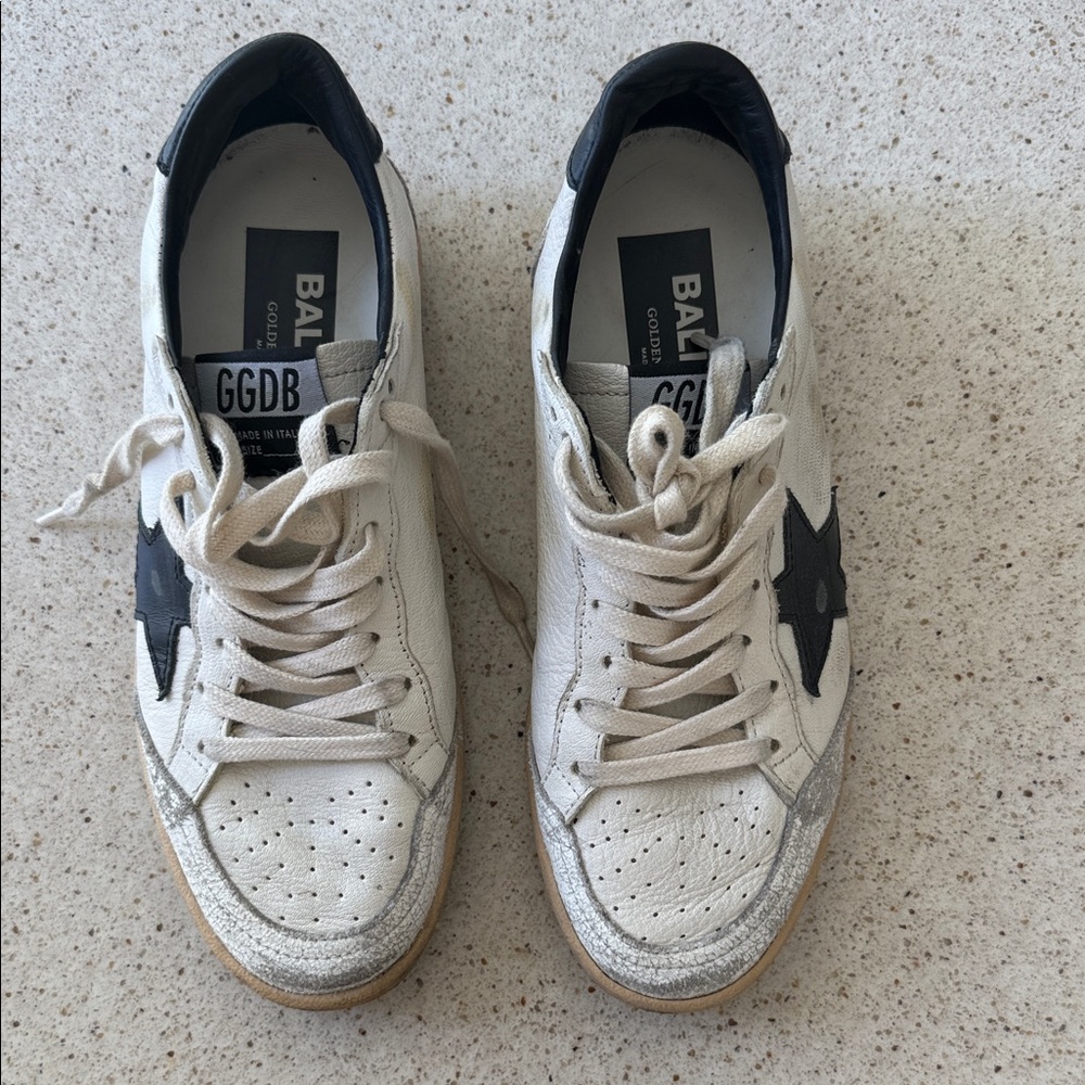 Golden Goose White Sneakers with Black Star